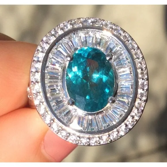 NEW 2.33ct Natural Earth Mined VVS Apatite Estate Sterling Silver Ring 6